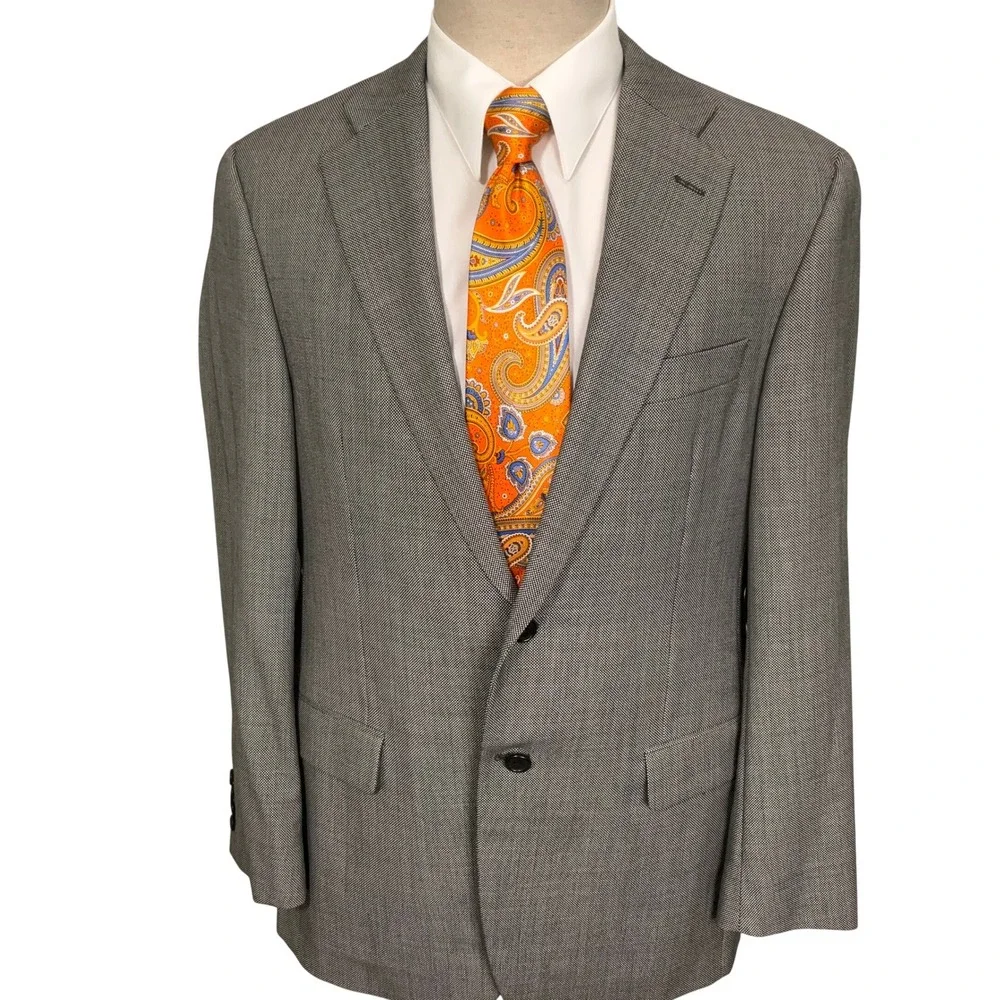 Hickey Freeman Blazer Mens 40R Gray  Birdseye Worsted Wool 2-Button VTG USA